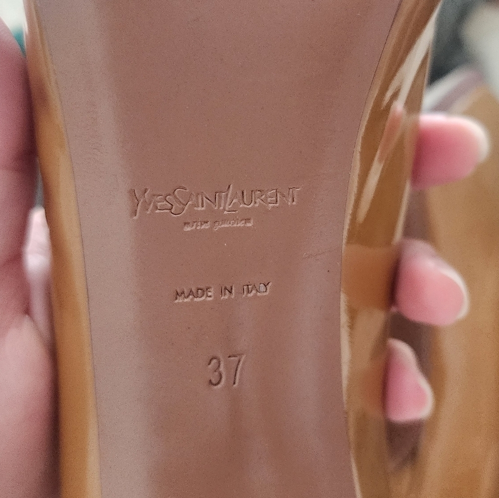 Yves Saint Laurent Nude Patent Leather Tribtoo 80 Pumps Size 37 - Picture 9 of 10